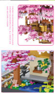 Mini Sakura Tree House con luces, bloques de construcción, flor de cerezo, estación de tren, ciudad, vista de la calle, ladrillos, juguetes para niños, regalo de Navidad para niñas - details 10