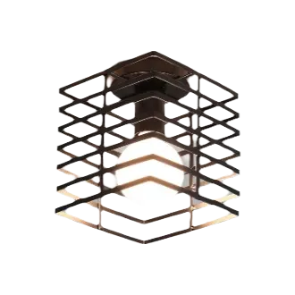 Lámpara de techo de jaula retro, accesorios de iluminación de cubo de jaula de hierro cuadrado de metal, lámpara de techo opaca - 1