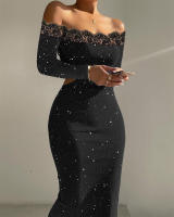 Moda mujer nueva tendencia Z Color sólido Sexy elegante Godde Single ulder Drees - details 12