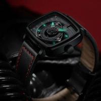 Reloj NIBOSI cuadrado de lujo de primera calidad, resistente al agua, luminoso, de marca, deportivo, de cuero, para Hombre, Reloj de pulsera de cuarzo, Reloj para Hombre - details 2