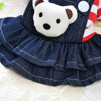 Vestido de Algodón a Rayas para Mascotas Falda Denim con Correas para Perros y Gatos - details 6