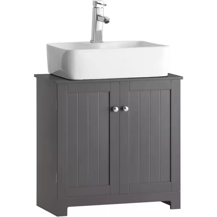 Mueble para Debajo del Lavabo Armario de Baño de Suelo con 1 Estante y 2 Puertas 60 x 30 x 60 cm BZR18-II-W ES - 1