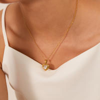 Colgante de corazón de concha blanca vintage francesa de acero inoxidable, cadena de clavícula de amor de temperamento, collar de mujer - details 2