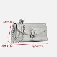 Elegante Bolso de Plata Correa de Cadena Chic, Cierre de Cerradura, Forro de Poliéster, Bolso Versátil para Mujeres Accesorio de Estilo - details 2