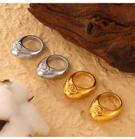 INS diseño personalizado Diseño de Diamantes Anillo Geométrico Mujeres Nicho Textura Titanium Maple Chapado en oro Anillo Dedo Índice - details 7