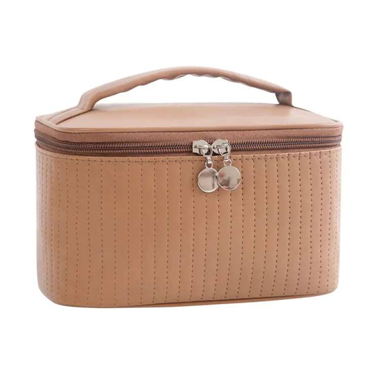 Bolsa de Maquillaje Portátil para Mujer Organizador de Cosméticos de Color Sólido Estilo Viaje - 1