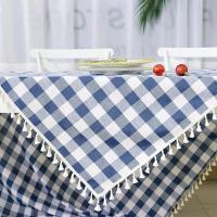 Decoración de mesa, mantel de lino a cuadros, estilo Pastoral, camino de mesa impermeable, antiincrustante con borlas, cubierta de mesa para el hogar - details 11