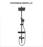 Juego de grifo de baño de latón contemporáneo con mezclador frío y caliente, cabezal de ducha tipo lluvia y cabezal de ducha de mano - details 18