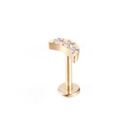 1 ud. G23 titanio roscado interno Labret Studs bisel circonita soldadura Luna titanio labio Piercing - details 1