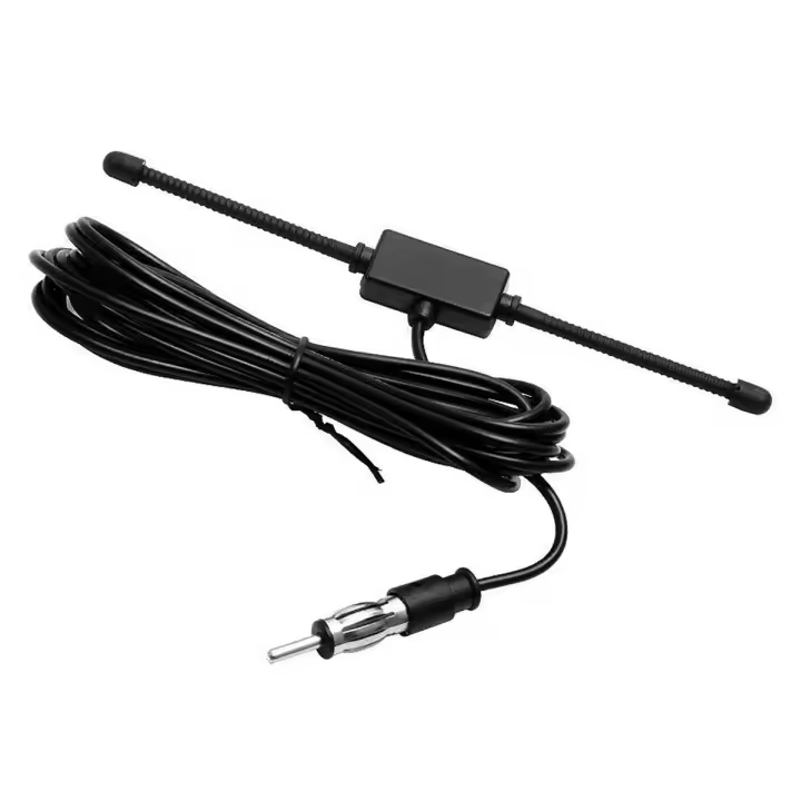 1X antena dipolo Universal para coche, antena de Radio Estéreo AM FM, soporte adhesivo de vidrio, color negro - 1