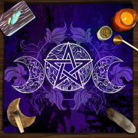 Mantel de Estrella de Cinco Puntas Luna Morada Divinación con Péndulo Decoración de Altar - details 3