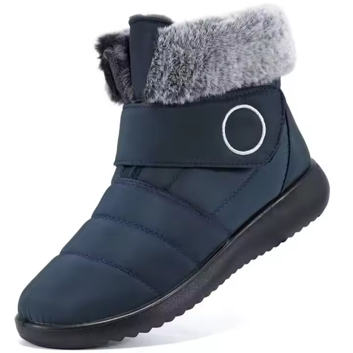Botas cortas impermeables para mujer, con forro de piel, cálidas y antideslizantes, para uso cómodo al aire libre - 1