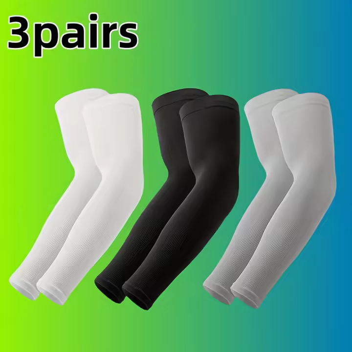 3/6 pares de mangas de brazo de compresión deportiva para hombres y mujeres, hechas de material de nailon transpirable, absorbe la humedad y el sudor, mangas de enfriamiento adecuadas para entrenamientos y actividades al aire libre. - 1