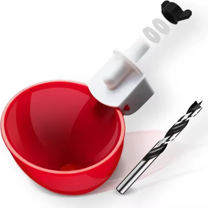 [Paquete de 8] Bebedero automático para pollos Aopchry, tazas alimentadoras de agua para pollos adecuadas para varios aves de corral, cuerpo de taza profundizado, doble anillo de goma sin fugas, con abridor de orificios de montaje - 1