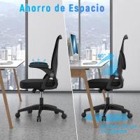 Silla de Escritorio Ergonómica con Reposacabezas Ajustable y Soporte Lumbar, Respaldo de Malla Transpirable, Reposabrazos Abatibles de 90 ° , Silla Giratoria de 360 ° - details 60