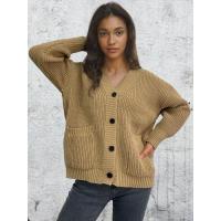 Suéter de punto para mujer Otoño Primavera Cuello en V Sólido Corte holgado - details 9