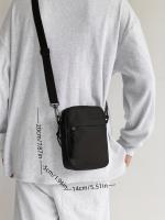 Bolso bandolera de nailon para hombre: bolso de hombro deportivo y minimalista, correa ajustable, no lavable, ideal para uso diario y regalo del día del padre, estilo informal de negocios - Negro - details 0