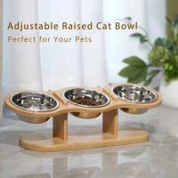 Cuenco de cerámica elevado para comida de mascotas, cuenco de agua con soporte de madera maciza, limpio, microondas disponible - details 2