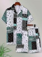 2025 verano de los hombres de impresión a cuadros camisa casual versátil traje. - details 9