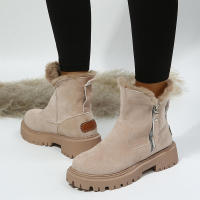 Botas de nieve de terciopelo para mujer, zapatos cálidos de algodón grueso, Color negro peludo, invierno, 2023 - details 3