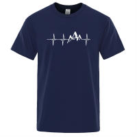 Camiseta de manga corta para hombre, camisa con Ecg de montaña, divertidas camisetas de Hip Hop, ropa de calle Harajuku, electrocardiograma, de verano - details 7