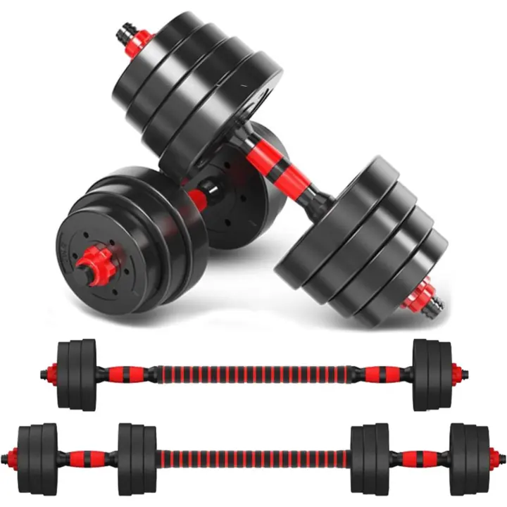 2 en 1 10,15,20,30,40 y 50kg con Barra Recta Discos Ajustables Recubiertos - 1