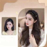 Pelucas de diadema sintéticas de estilo coreano, postizos de aro para el cabello, peluca de media diadema, Clip sintético en pelo largo y rizado ondulado para fiesta - details 14