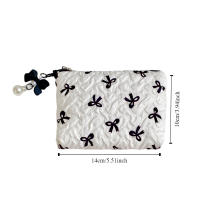 Organizador de maquillaje con lazo colgante, bolsa de cosméticos con cremallera de estilo coreano, bolsa de maquillaje Balletcore, monedero de gran capacidad para estudiante - details 1