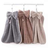 Lindo tipo colgante toalla de lana de coral absorbente suave cocina baño hogar toalla de mano con lazo - details 0