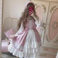 Lolita Alicia en el país de las Maravillas para mujer con volantes y mangas largas vestido Haruku japonés traje de muñeca de tela de algodón - details 1