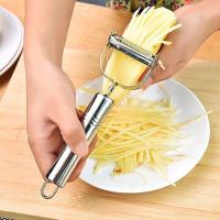 Pelador de frutas y verduras de doble cabezal, rallador multifunción de acero inoxidable, accesorio de cocina, pepino en juliana, patata y zanahoria - details 2