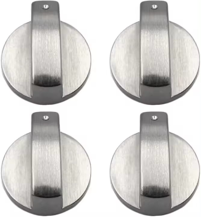 Perillas para estufa de gas, 4 piezas, metal, 6 mm, color plateado, perillas de ajuste para estufa de gas o horno Bdliv - 1