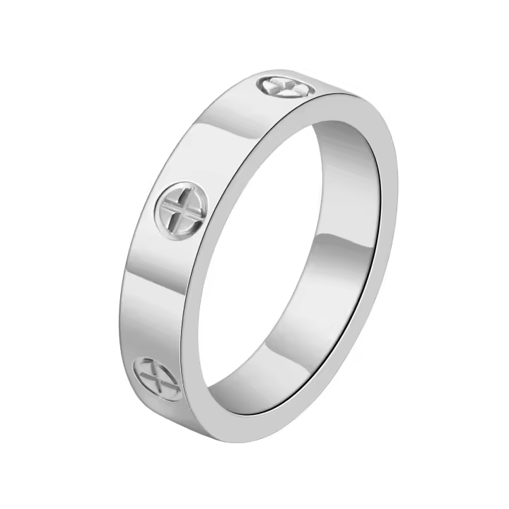 Anillo cruzado de cristal CZ de acero inoxidable Moda para mujeres y hombres Color oro rosa - 1