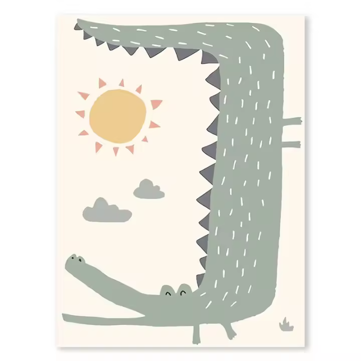 Póster de Niños de Dibujos Animados Nórdicos JUBEER en Lienzo Arte de Pared para Guardería Pintura de León y Elefante en Bosque Decoración de Habitación de Bebé - 1