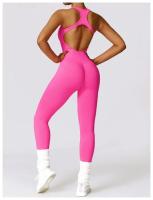 Traje de Yoga sin Costuras Bodysuit de Exercicio Adelgazante Material de Nylon Patrón Sólido - details 24