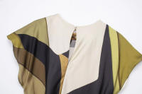 TRAFZA-Vestido largo con estampado para mujer, prenda de manga corta con cuello redondo y botones en la espalda, elegante y ajustado, para verano - details 8