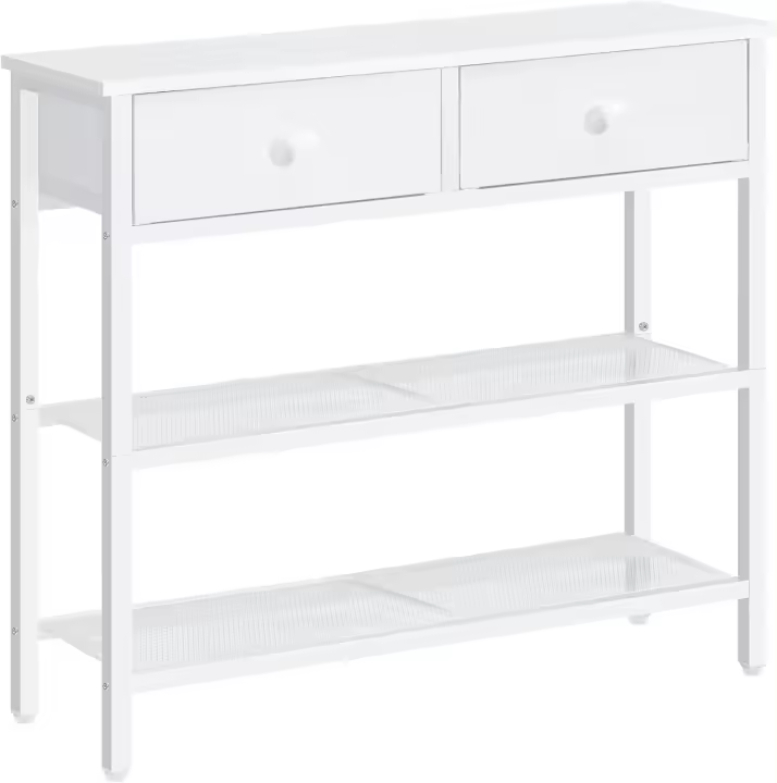 Mesa Consola Industrial de 75cm con 2 Cajones de Tela Entrada, Sofá, Pasillo, Estilo Vintage Marrón y Negro - 1