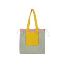 Bolso de compras plegable de color, bolso de bolsillo respetuoso con el medio ambiente de gran capacidad, bolso de mano con cordón impermeable reutilizable para niñas - details 4