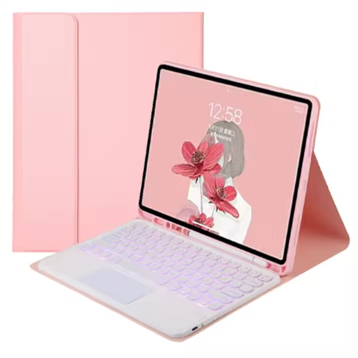Funda con teclado español retroiluminado para iPad Air 5 10,9, cubierta de ratón inalámbrico con Bluetooth para Pro 11, 9th/8th, 10,2, 10,5, 9,7 - 1