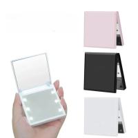 Espejo de Maquillaje Portátil de 6 LED con Luz de Aumento Pequeño Bolso, Amigable para Viajes, Rosa, Negro, Blanco, Cosméticos Plegables - details 0