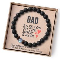 pulsera de piedra volcánica para hombre y mujer, brazalete de cuerda elástica, regalo para el Día del Padre, piedra lunar volcánica,Pulsera de regalo del Día de la Madre - details 15