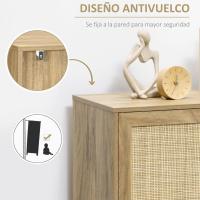 Mueble Auxiliar de Cocina Buffet de Salón con Puerta de Ratán y 2 Estantes de Almacenamiento - details 5