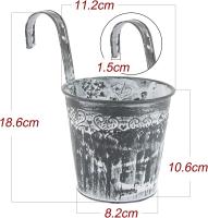 5 piezas de macetas colgantes, macetas decorativas pequeñas de metal, cubo de flores retro con gancho para flores y plantas, pared, balcón - details 0