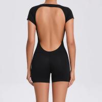 Mono de Yoga ajustado con espalda descubierta para glúteos de melocotón, ropa de ejercicio de baile, levantamiento de cadera, vientre, ropa de Yoga de una pieza de manga corta - details 12