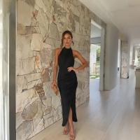 Vestido Largo de Alta Gama para Mujer 2025 Estilo Europeo Americano Cuello Halter - details 13