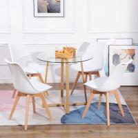 Juego de Mesa de Comedor y Sillas, 1 Mesa Redonda de 80 cm + 4 Sillas Blancas, de Diseño Nórdico - details 95