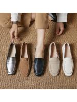 Zapatos de mujer de piel auténtica, nuevos mocasines con punta cuadrada, suela blanda, de piel suave, negros, versátiles, para el trabajo diario, zapatos de mujer - details 1