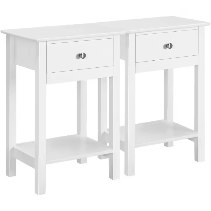 Conjunto de Mesillas de Noche Madera Mesitas de Noche con Patas Mesa Auxiliar para Cama Dormitorio Habitación 40x30x61cm - 1