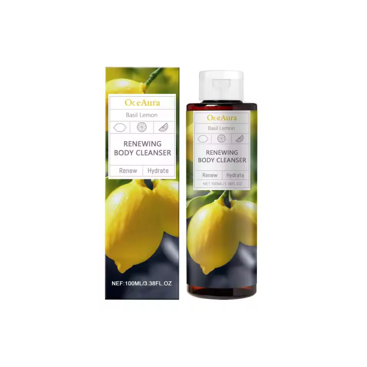 Gel de ducha con fragancia hidratante, refrescante y limpiadora corporal de limón y albahaca - 1