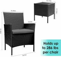 Conjunto de Muebles para Patio de Ratán PE 3Sillas de Mesa de Café de Vidrio Cojines Suaves - details 4